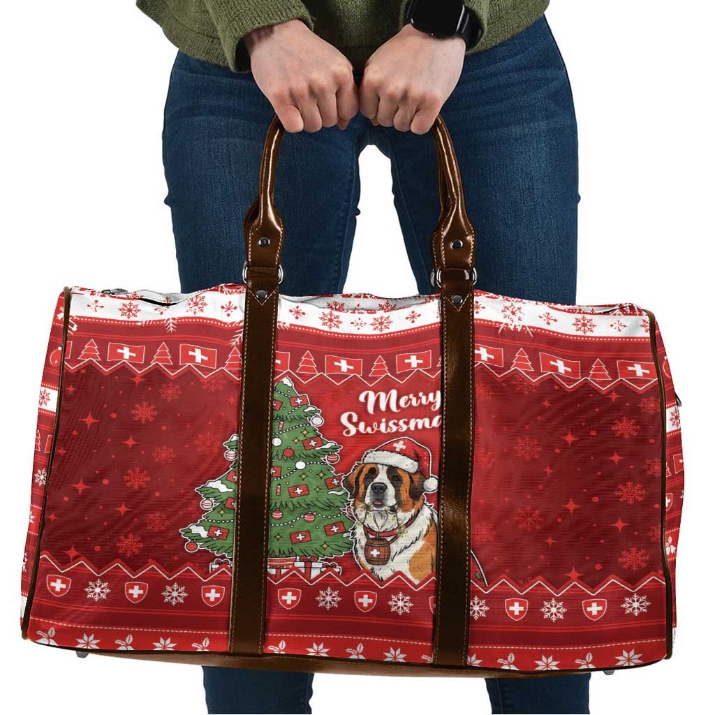 Switzerland Christmas Travel Bag Saint Bernard Merry Swissmas - Wonder Print Shop
