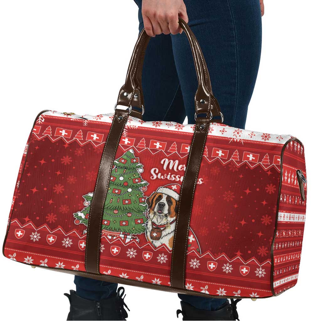 Switzerland Christmas Travel Bag Saint Bernard Merry Swissmas - Wonder Print Shop