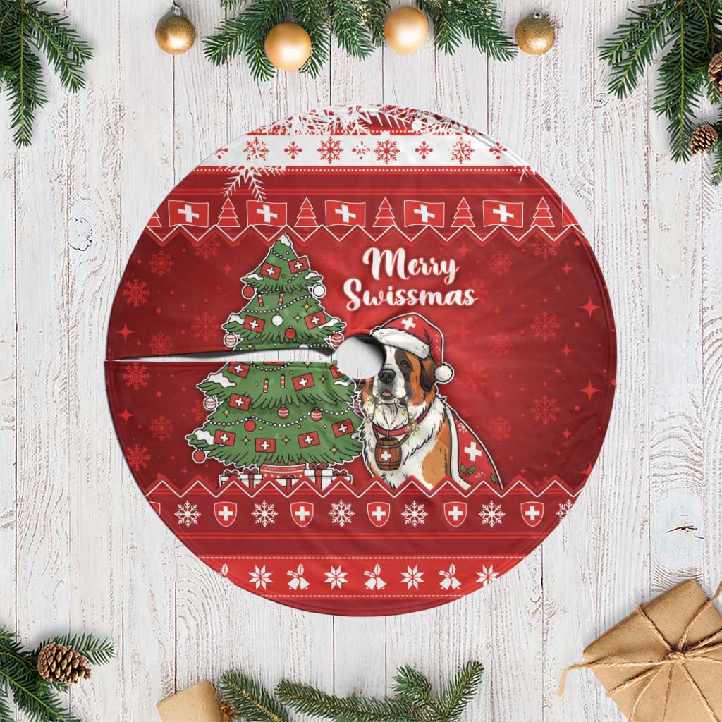 Switzerland Christmas Tree Skirt Saint Bernard Merry Swissmas - Wonder Print Shop