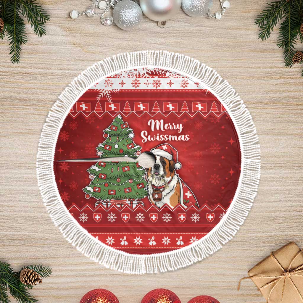 Switzerland Christmas Tree Skirt Saint Bernard Merry Swissmas - Wonder Print Shop