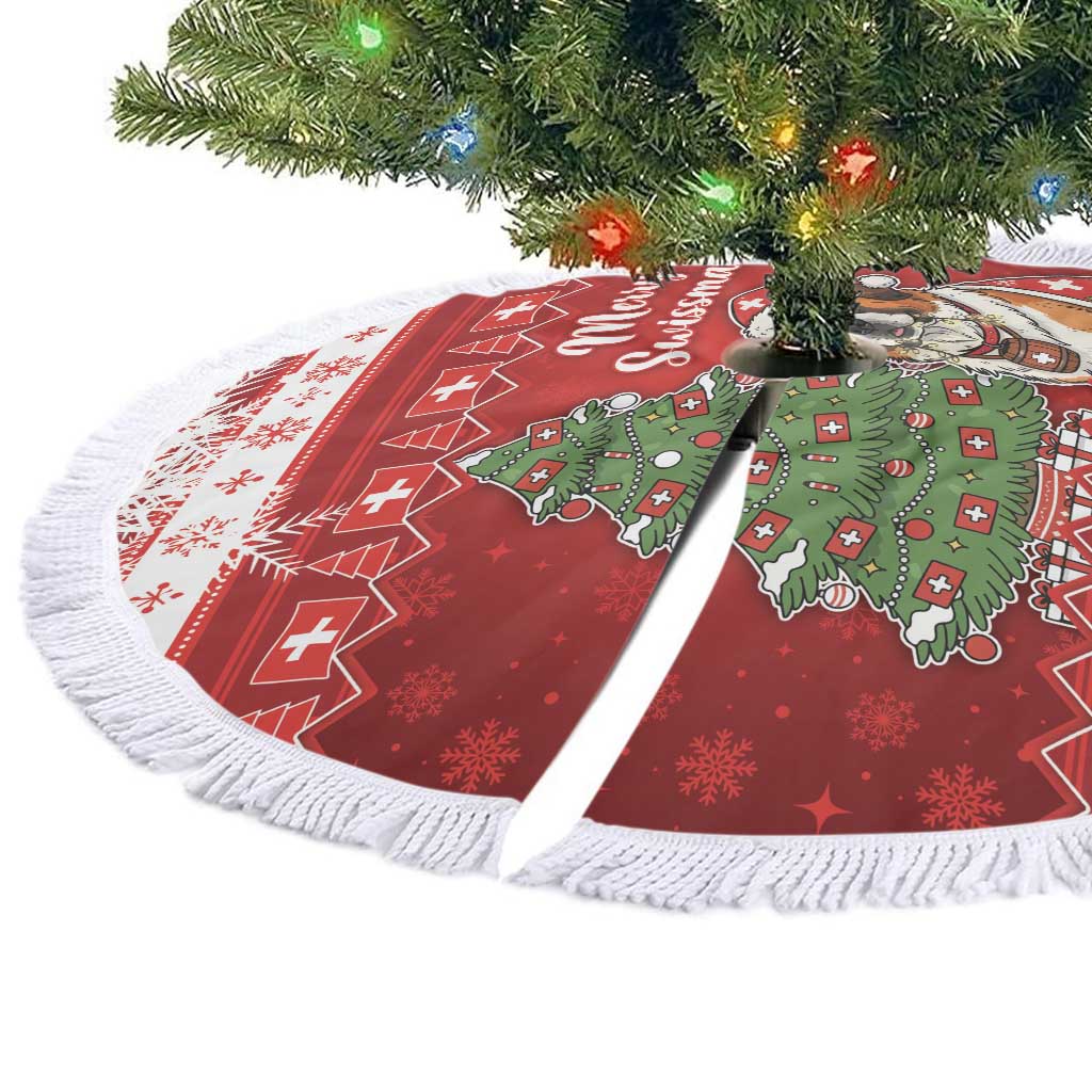 Switzerland Christmas Tree Skirt Saint Bernard Merry Swissmas - Wonder Print Shop