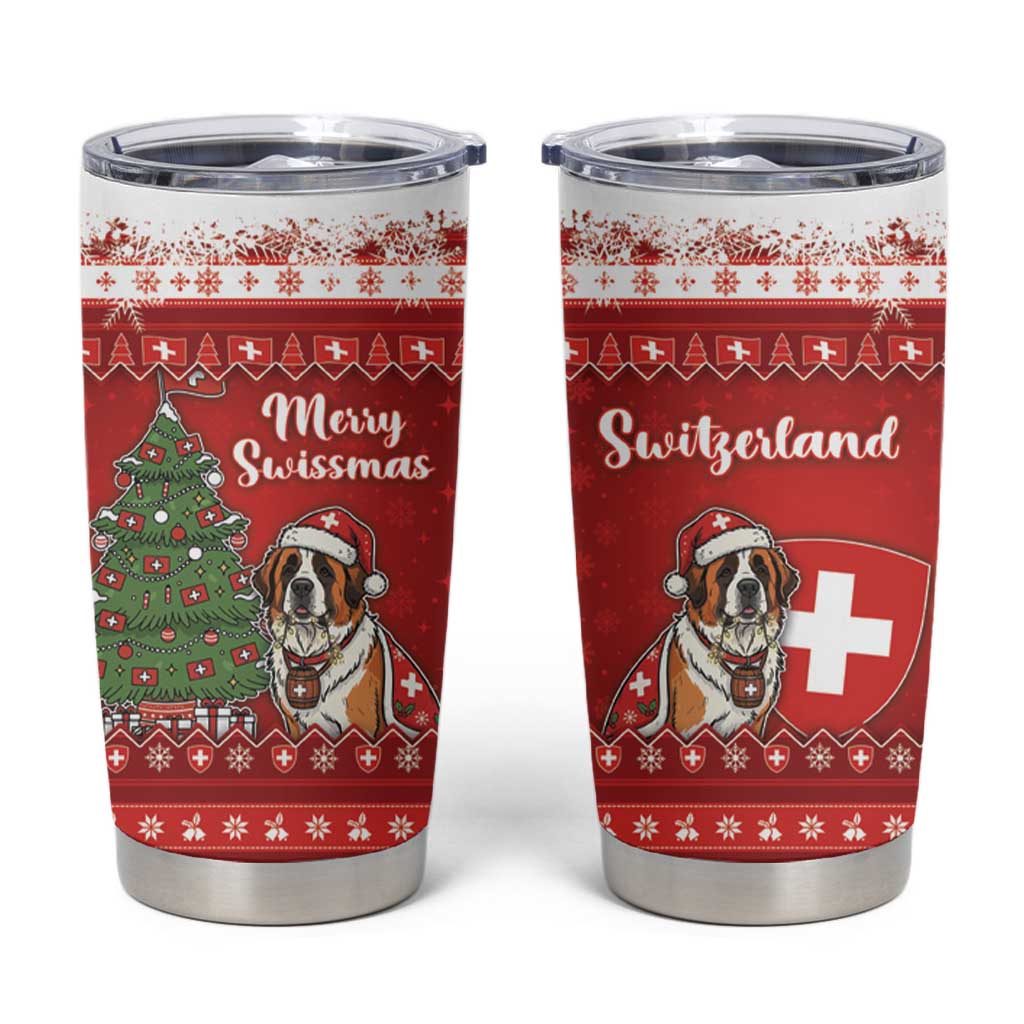 Switzerland Christmas Tumbler Cup Saint Bernard Merry Swissmas - Wonder Print Shop