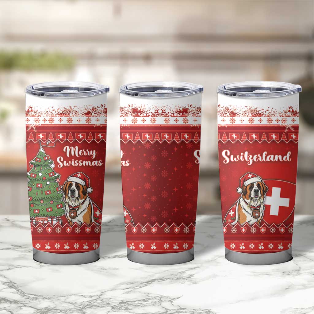 Switzerland Christmas Tumbler Cup Saint Bernard Merry Swissmas - Wonder Print Shop