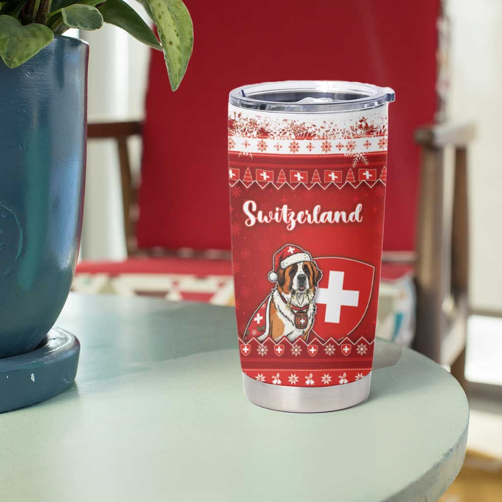 Switzerland Christmas Tumbler Cup Saint Bernard Merry Swissmas - Wonder Print Shop