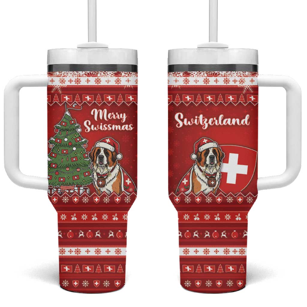 Switzerland Christmas Tumbler With Handle Saint Bernard Merry Swissmas - Wonder Print Shop