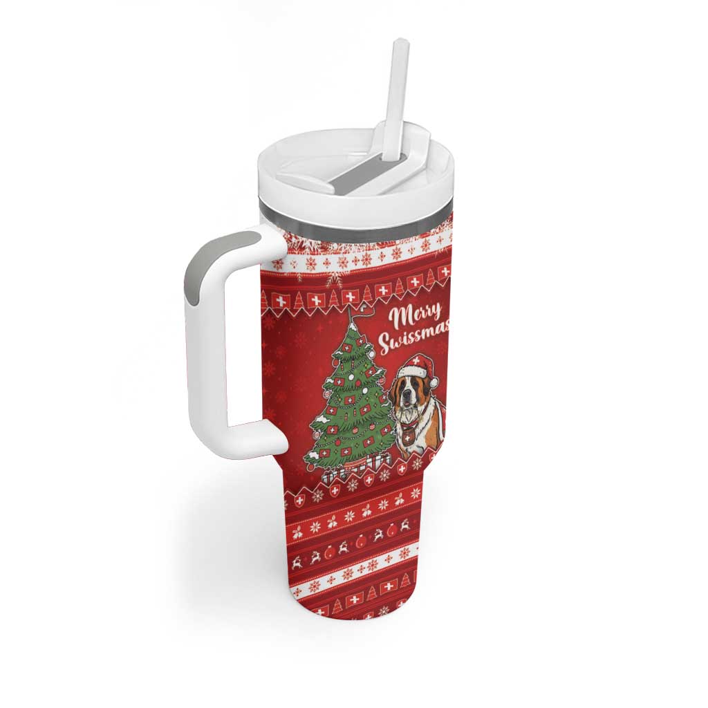 Switzerland Christmas Tumbler With Handle Saint Bernard Merry Swissmas - Wonder Print Shop
