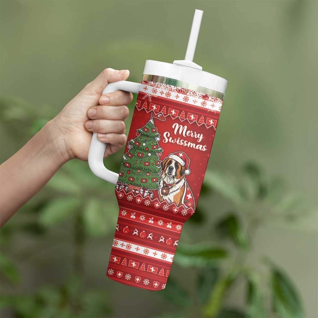 Switzerland Christmas Tumbler With Handle Saint Bernard Merry Swissmas - Wonder Print Shop