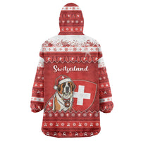 Switzerland Christmas Wearable Blanket Hoodie Saint Bernard Merry Swissmas - Wonder Print Shop