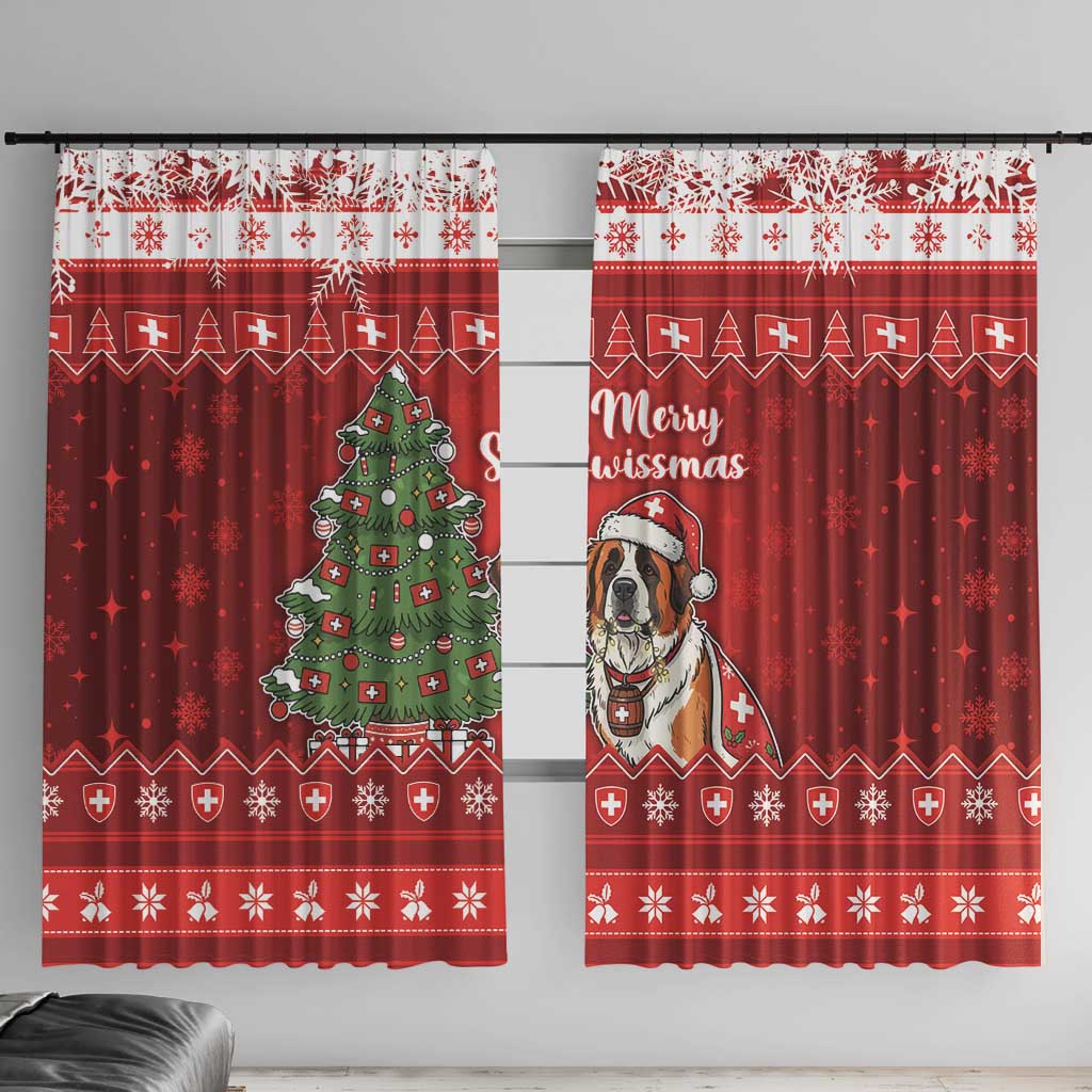 Switzerland Christmas Window Curtain Saint Bernard Merry Swissmas - Wonder Print Shop