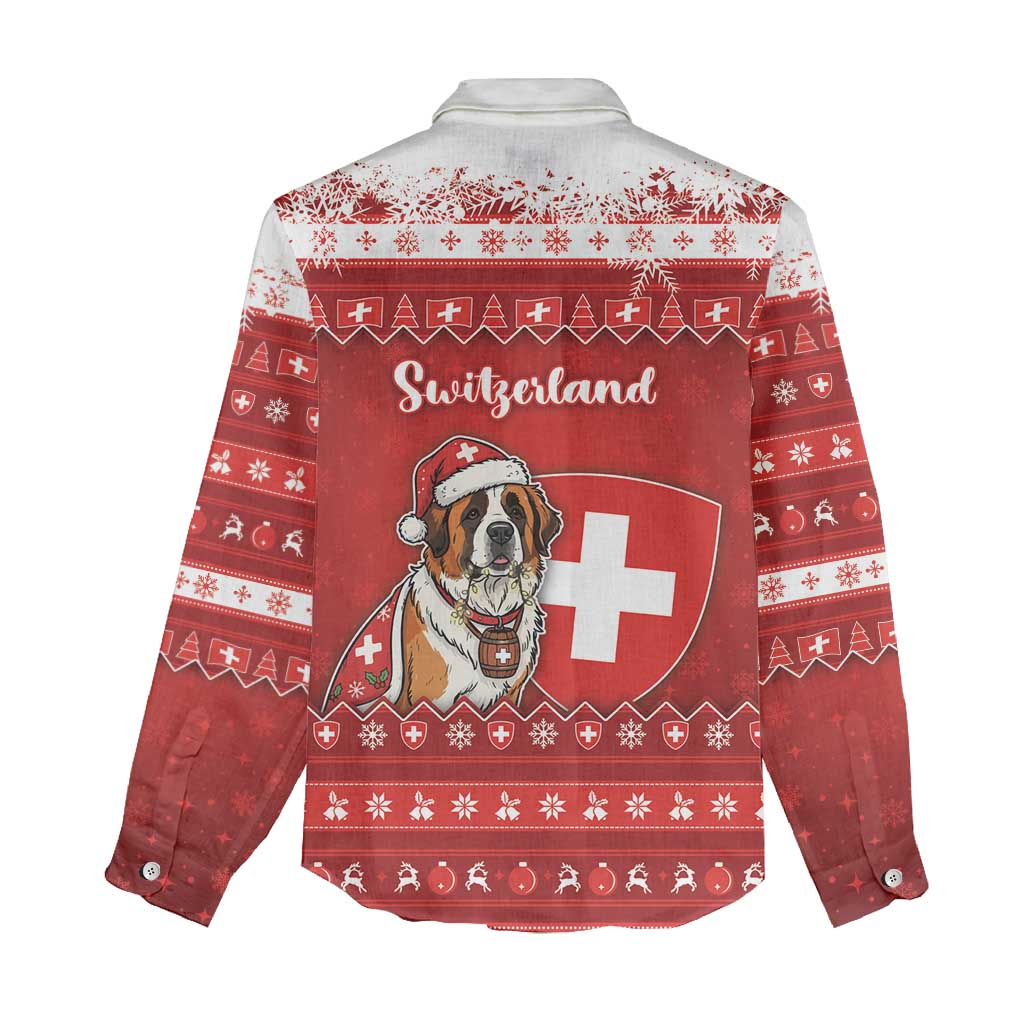 Switzerland Christmas Women Casual Shirt Saint Bernard Merry Swissmas - Wonder Print Shop