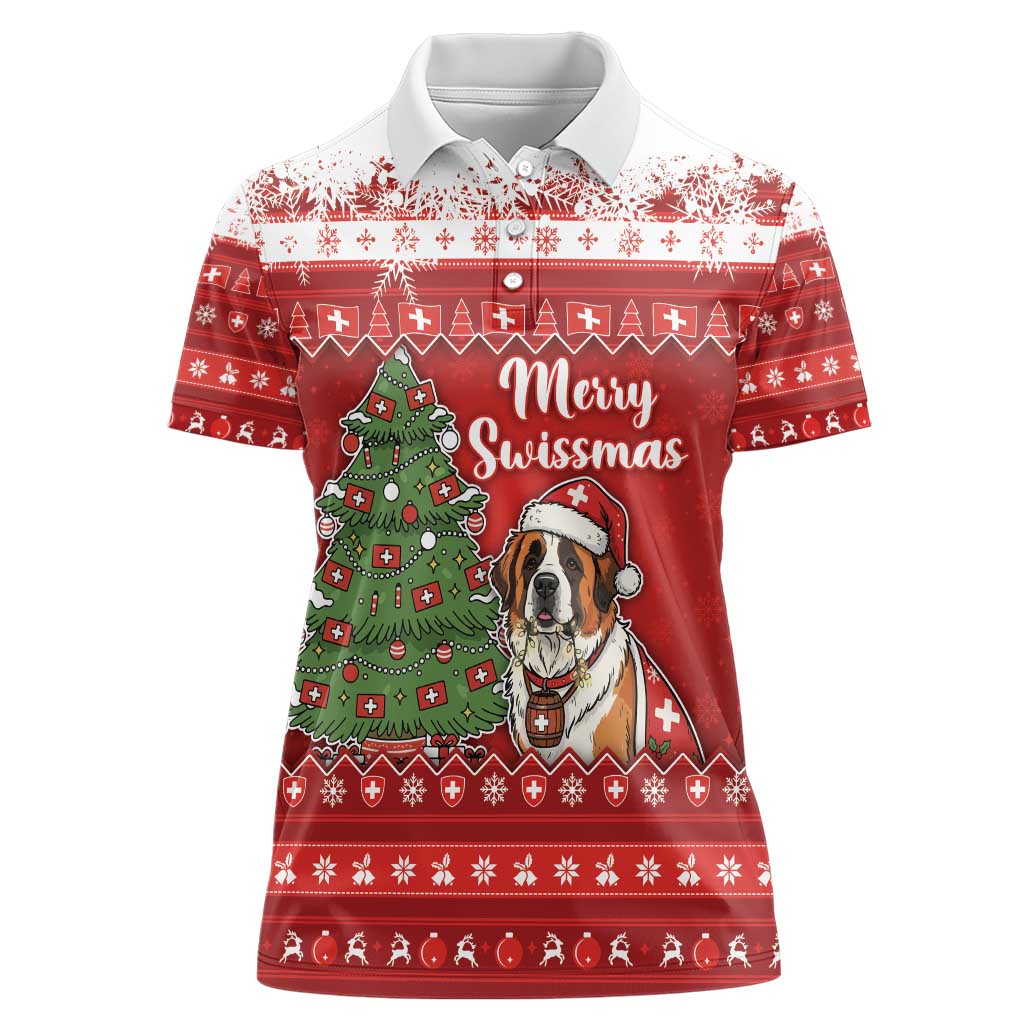 Switzerland Christmas Women Polo Shirt Saint Bernard Merry Swissmas - Wonder Print Shop