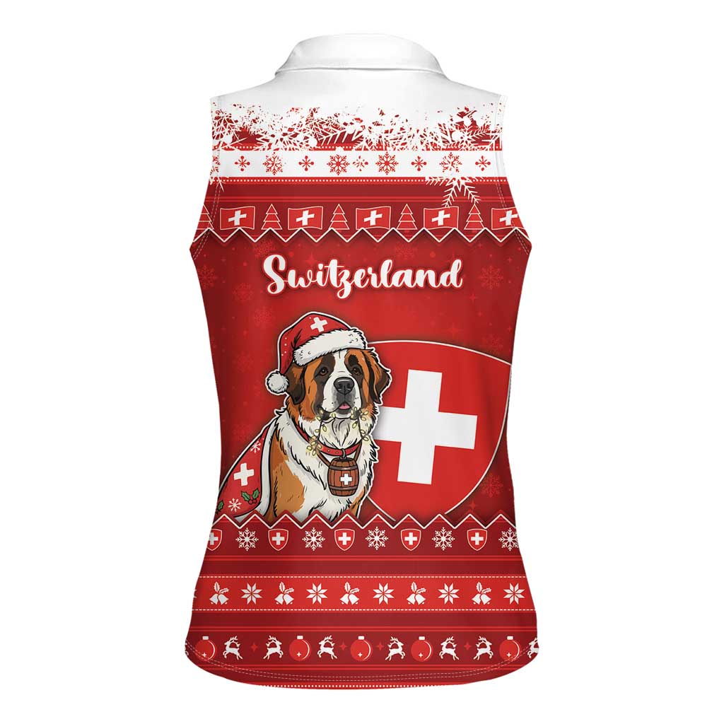 Switzerland Christmas Women Sleeveless Polo Shirt Saint Bernard Merry Swissmas - Wonder Print Shop
