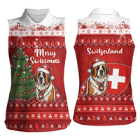 Switzerland Christmas Women Sleeveless Polo Shirt Saint Bernard Merry Swissmas - Wonder Print Shop