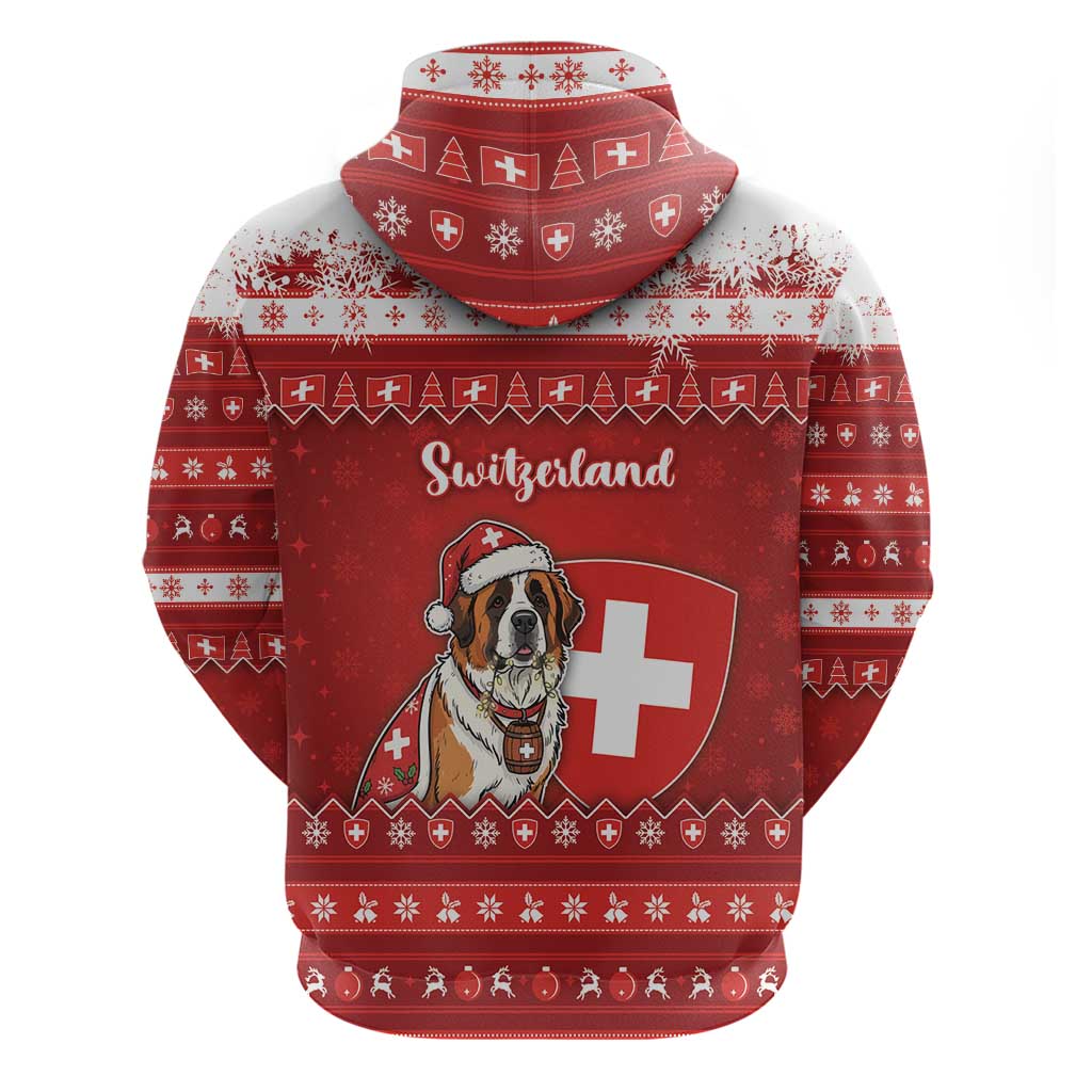 Switzerland Christmas Zip Hoodie Saint Bernard Merry Swissmas - Wonder Print Shop