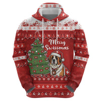 Switzerland Christmas Zip Hoodie Saint Bernard Merry Swissmas - Wonder Print Shop