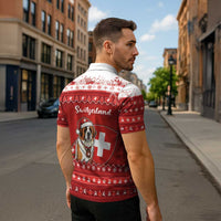Switzerland Christmas Zipper Polo Shirt Saint Bernard Merry Swissmas - Wonder Print Shop