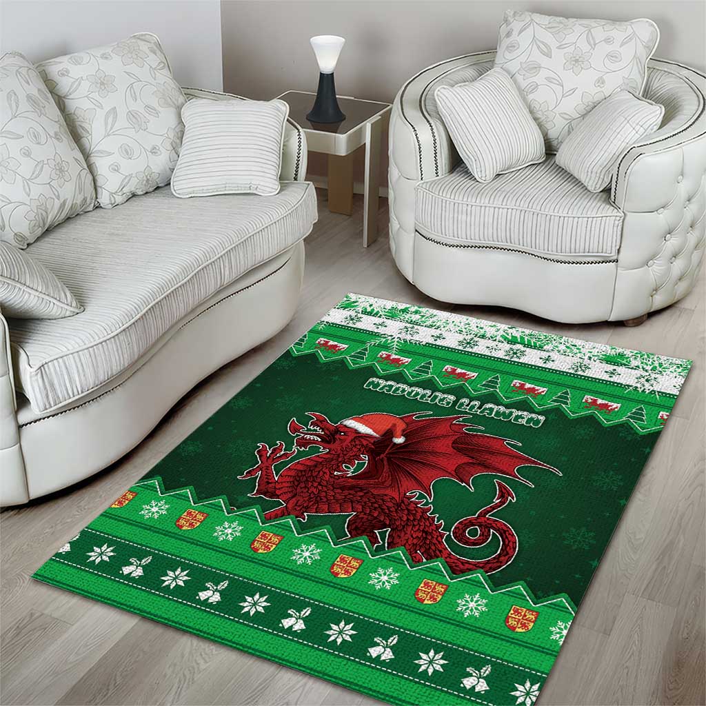 Wales Christmas Area Rug Cymru Dragon Nadolig Llawen - Wonder Print Shop