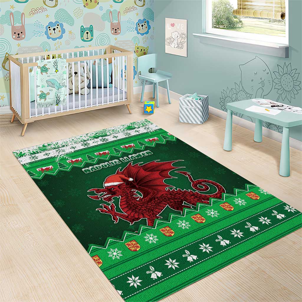 Wales Christmas Area Rug Cymru Dragon Nadolig Llawen - Wonder Print Shop