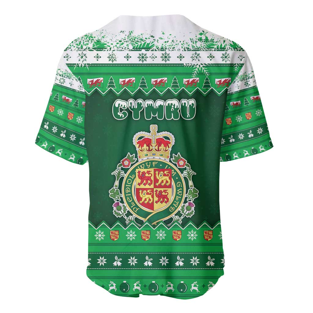 Wales Christmas Baseball Jersey Cymru Dragon Nadolig Llawen - Wonder Print Shop