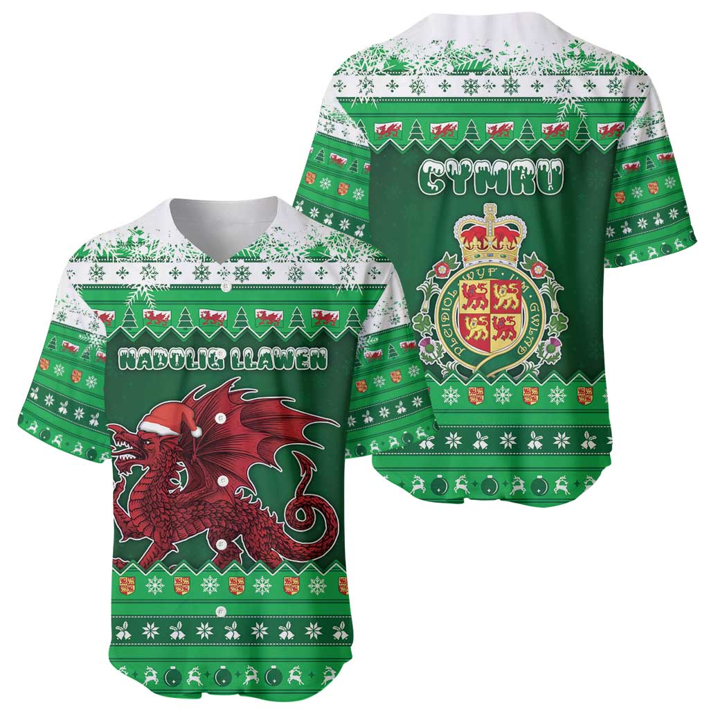 Wales Christmas Baseball Jersey Cymru Dragon Nadolig Llawen - Wonder Print Shop