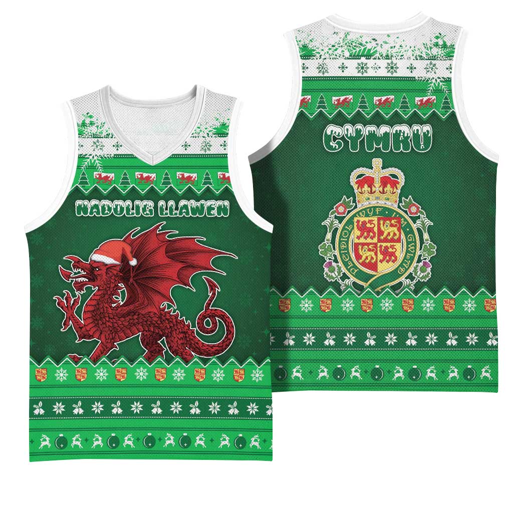 Wales Christmas Basketball Jersey Cymru Dragon Nadolig Llawen - Wonder Print Shop