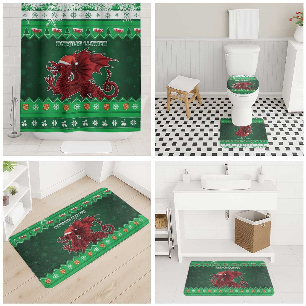 Wales Christmas Bathroom Set Cymru Dragon Nadolig Llawen - Wonder Print Shop