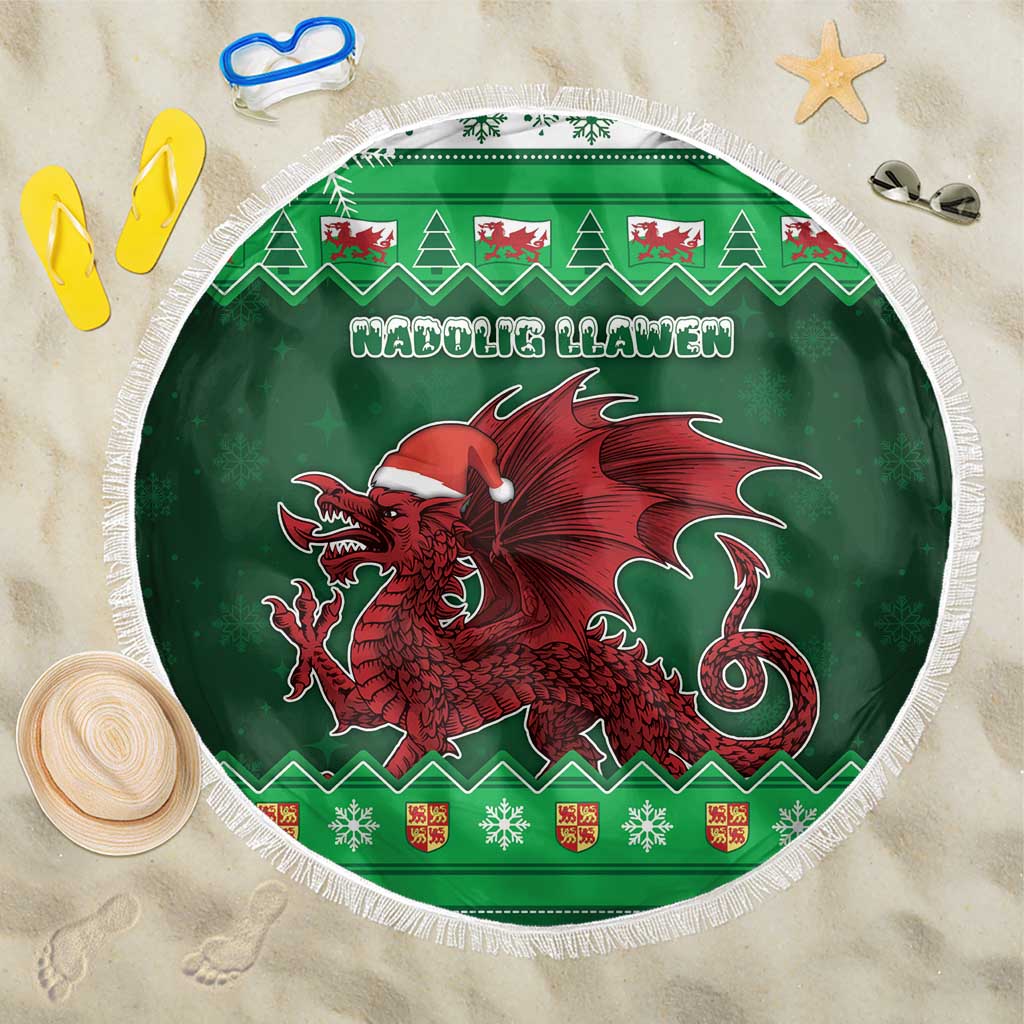 Wales Christmas Beach Blanket Cymru Dragon Nadolig Llawen - Wonder Print Shop