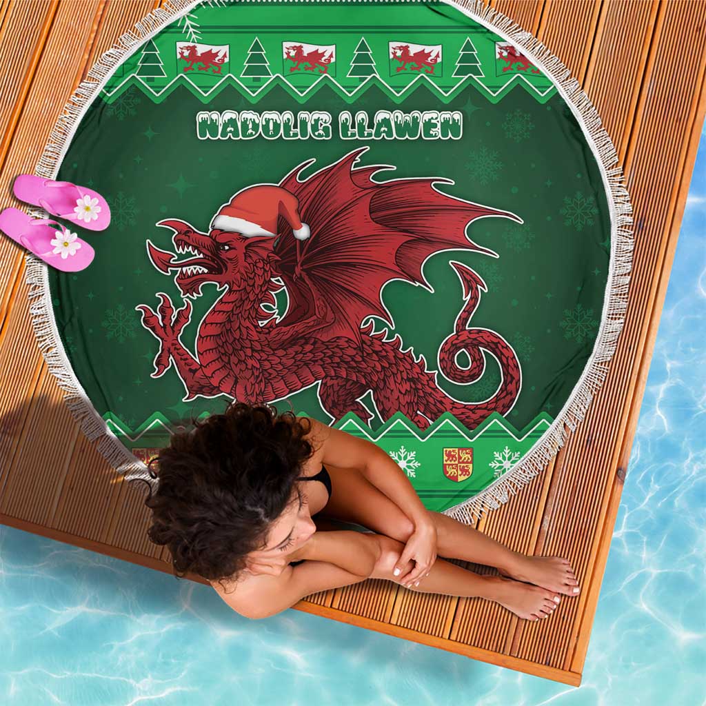 Wales Christmas Beach Blanket Cymru Dragon Nadolig Llawen - Wonder Print Shop