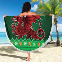 Wales Christmas Beach Blanket Cymru Dragon Nadolig Llawen - Wonder Print Shop