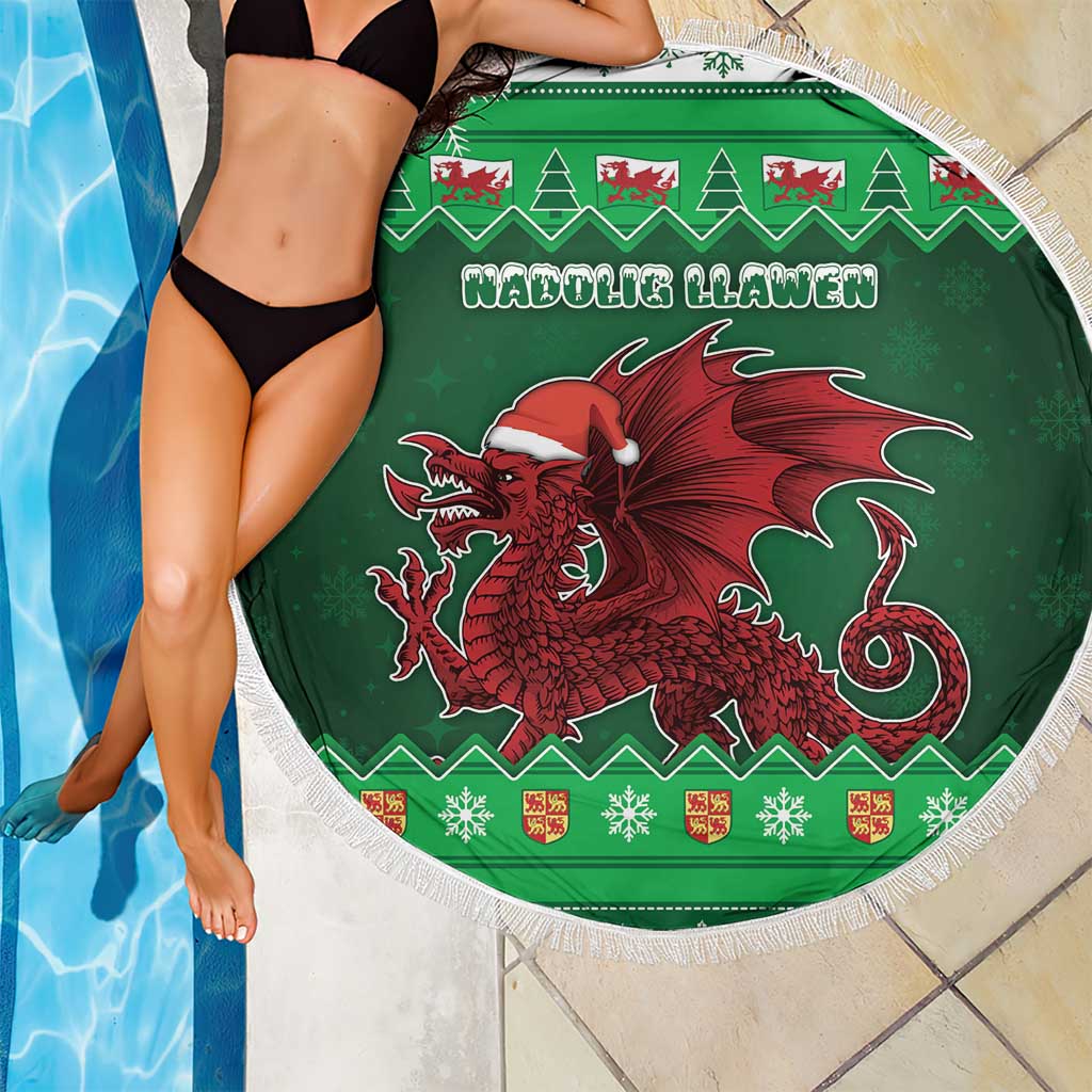 Wales Christmas Beach Blanket Cymru Dragon Nadolig Llawen - Wonder Print Shop