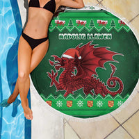 Wales Christmas Beach Blanket Cymru Dragon Nadolig Llawen - Wonder Print Shop