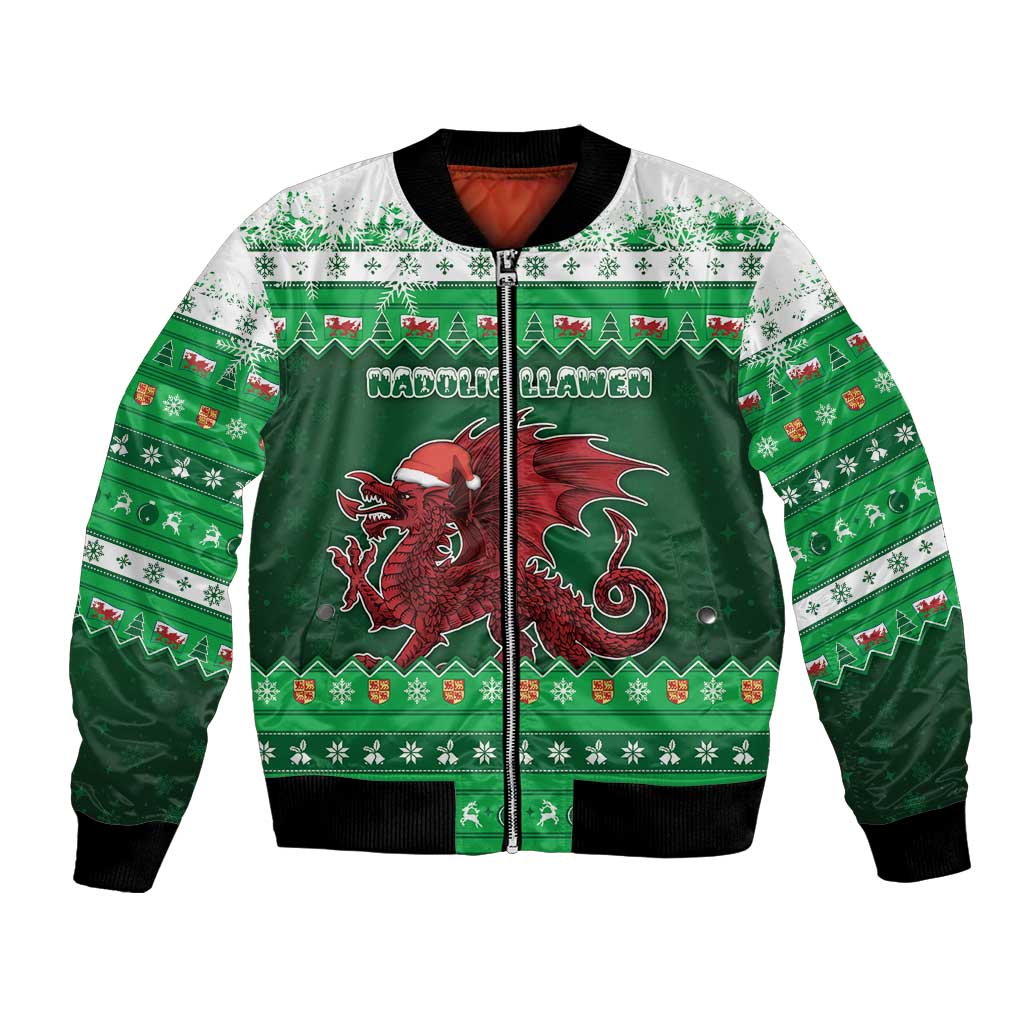 Wales Christmas Bomber Jacket Cymru Dragon Nadolig Llawen - Wonder Print Shop