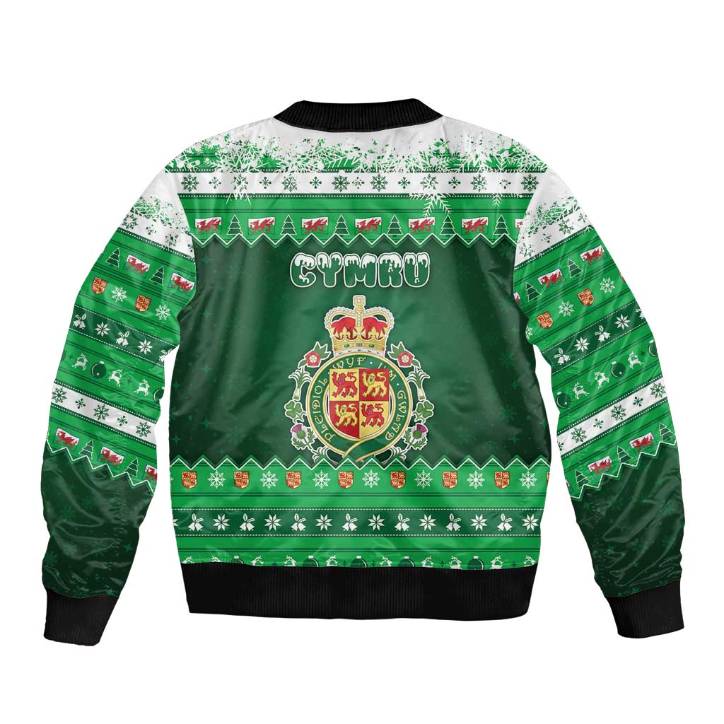 Wales Christmas Bomber Jacket Cymru Dragon Nadolig Llawen - Wonder Print Shop