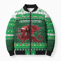 Wales Christmas Bomber Puffer Jacket Cymru Dragon Nadolig Llawen - Wonder Print Shop