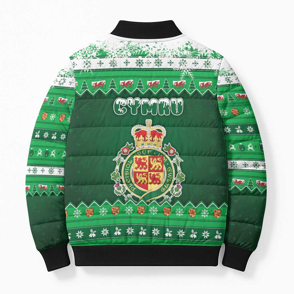 Wales Christmas Bomber Puffer Jacket Cymru Dragon Nadolig Llawen - Wonder Print Shop