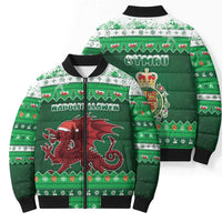 Wales Christmas Bomber Puffer Jacket Cymru Dragon Nadolig Llawen - Wonder Print Shop