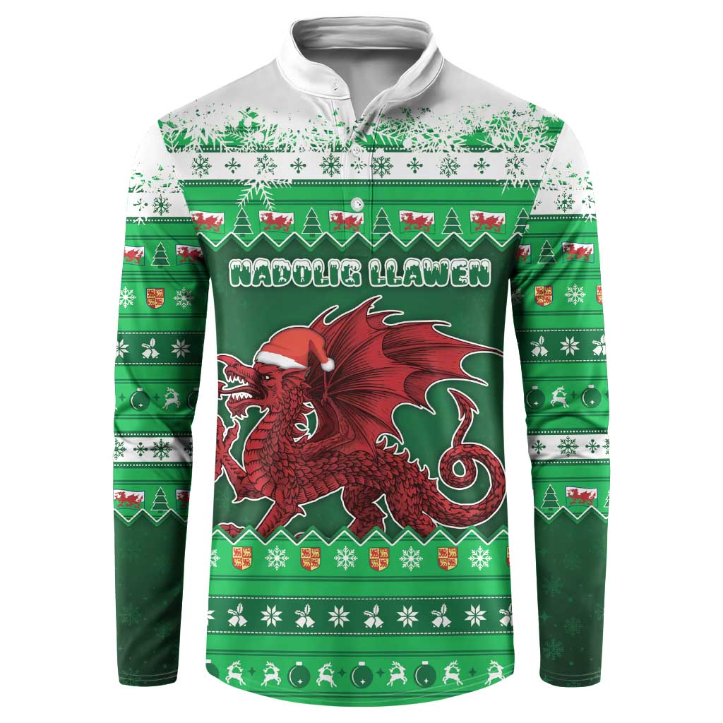 Wales Christmas Button Sweatshirt Cymru Dragon Nadolig Llawen - Wonder Print Shop