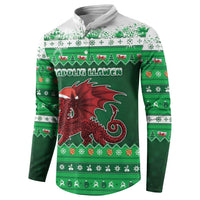 Wales Christmas Button Sweatshirt Cymru Dragon Nadolig Llawen - Wonder Print Shop
