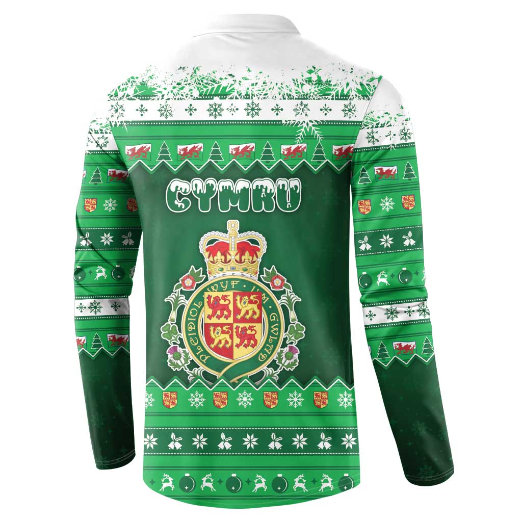 Wales Christmas Button Sweatshirt Cymru Dragon Nadolig Llawen - Wonder Print Shop