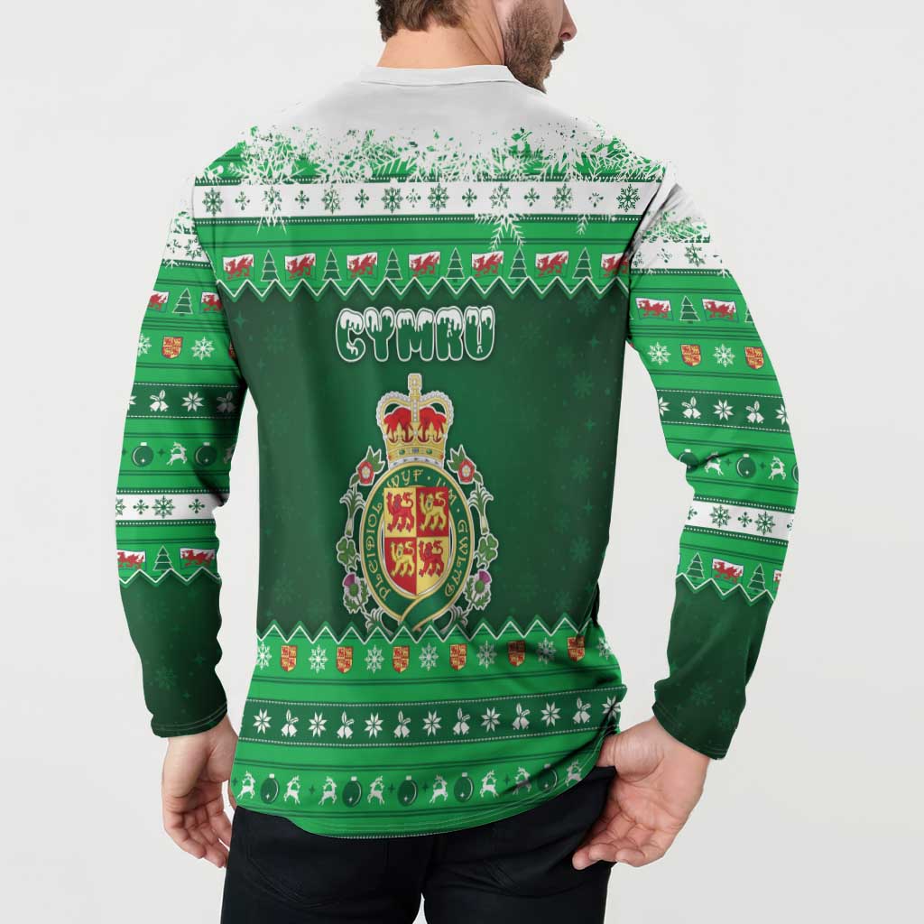 Wales Christmas Button Sweatshirt Cymru Dragon Nadolig Llawen - Wonder Print Shop