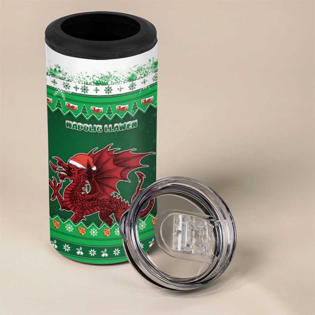 Wales Christmas 4 in 1 Can Cooler Tumbler Cymru Dragon Nadolig Llawen - Wonder Print Shop
