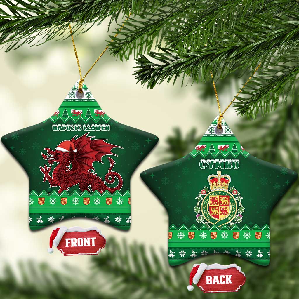 Wales Christmas Ceramic Ornament Cymru Dragon Nadolig Llawen - Wonder Print Shop