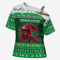 Wales Christmas Cross Shoulder Shirt Cymru Dragon Nadolig Llawen - Wonder Print Shop