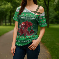 Wales Christmas Cross Shoulder Shirt Cymru Dragon Nadolig Llawen - Wonder Print Shop