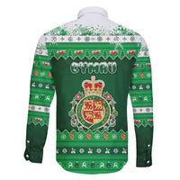 Wales Christmas Family Matching Long Sleeve Bodycon Dress and Hawaiian Shirt Cymru Dragon Nadolig Llawen - Wonder Print Shop