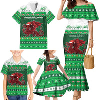 Wales Christmas Family Matching Mermaid Dress and Hawaiian Shirt Cymru Dragon Nadolig Llawen - Wonder Print Shop