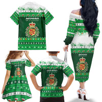 Wales Christmas Family Matching Off The Shoulder Long Sleeve Dress and Hawaiian Shirt Cymru Dragon Nadolig Llawen - Wonder Print Shop