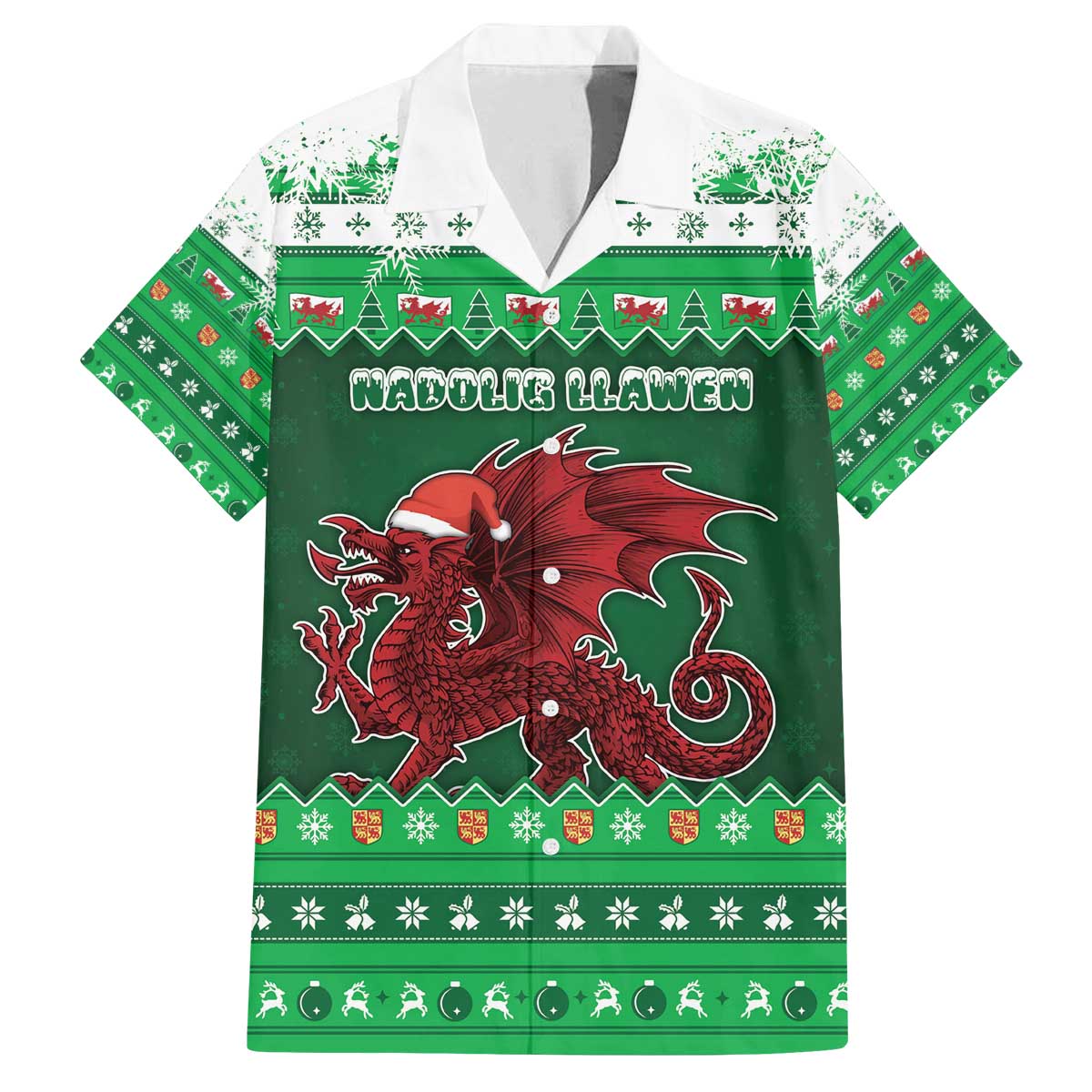 Wales Christmas Family Matching Off The Shoulder Long Sleeve Dress and Hawaiian Shirt Cymru Dragon Nadolig Llawen - Wonder Print Shop