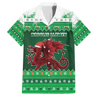 Wales Christmas Family Matching Off The Shoulder Long Sleeve Dress and Hawaiian Shirt Cymru Dragon Nadolig Llawen - Wonder Print Shop