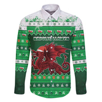 Wales Christmas Family Matching Off The Shoulder Long Sleeve Dress and Hawaiian Shirt Cymru Dragon Nadolig Llawen - Wonder Print Shop